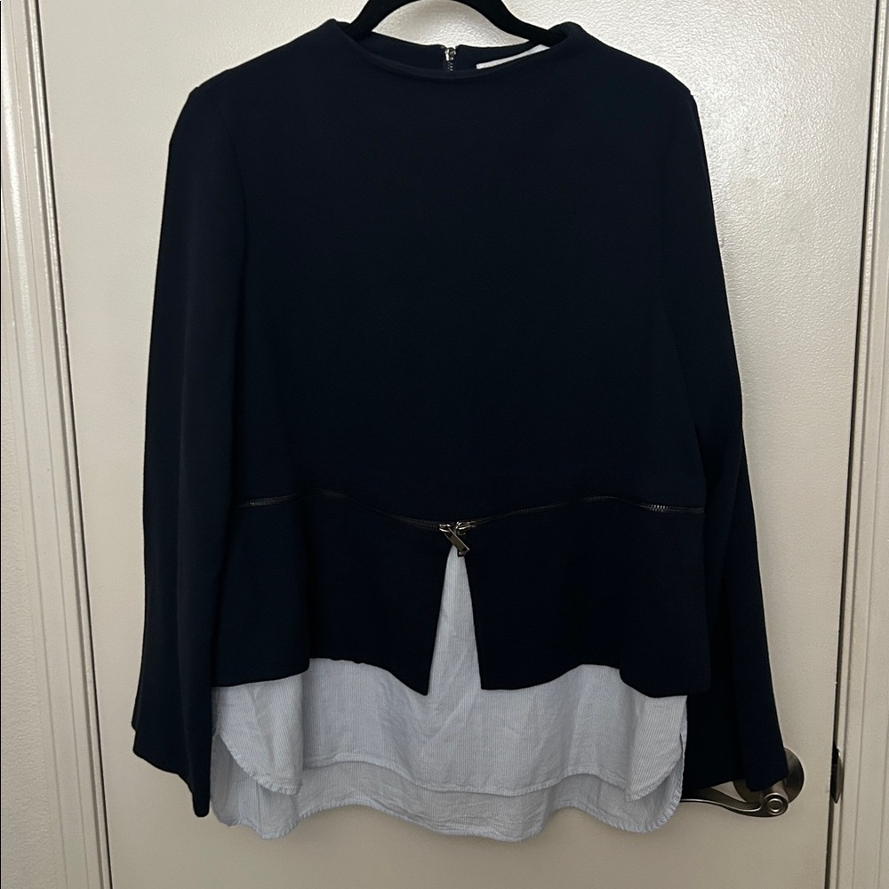 Zara Navy Long Sleeve Top